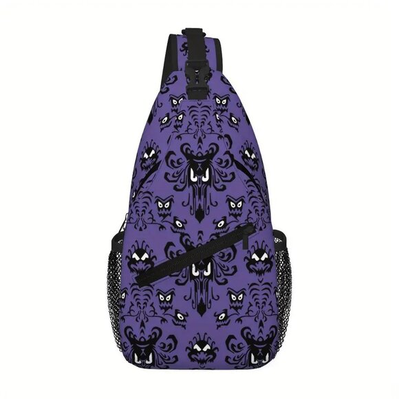 NEW! Haunted Mansion Purple Wallpaper Sling Bag Crossbody Foolish Mortal Disney - Picture 7 of 8